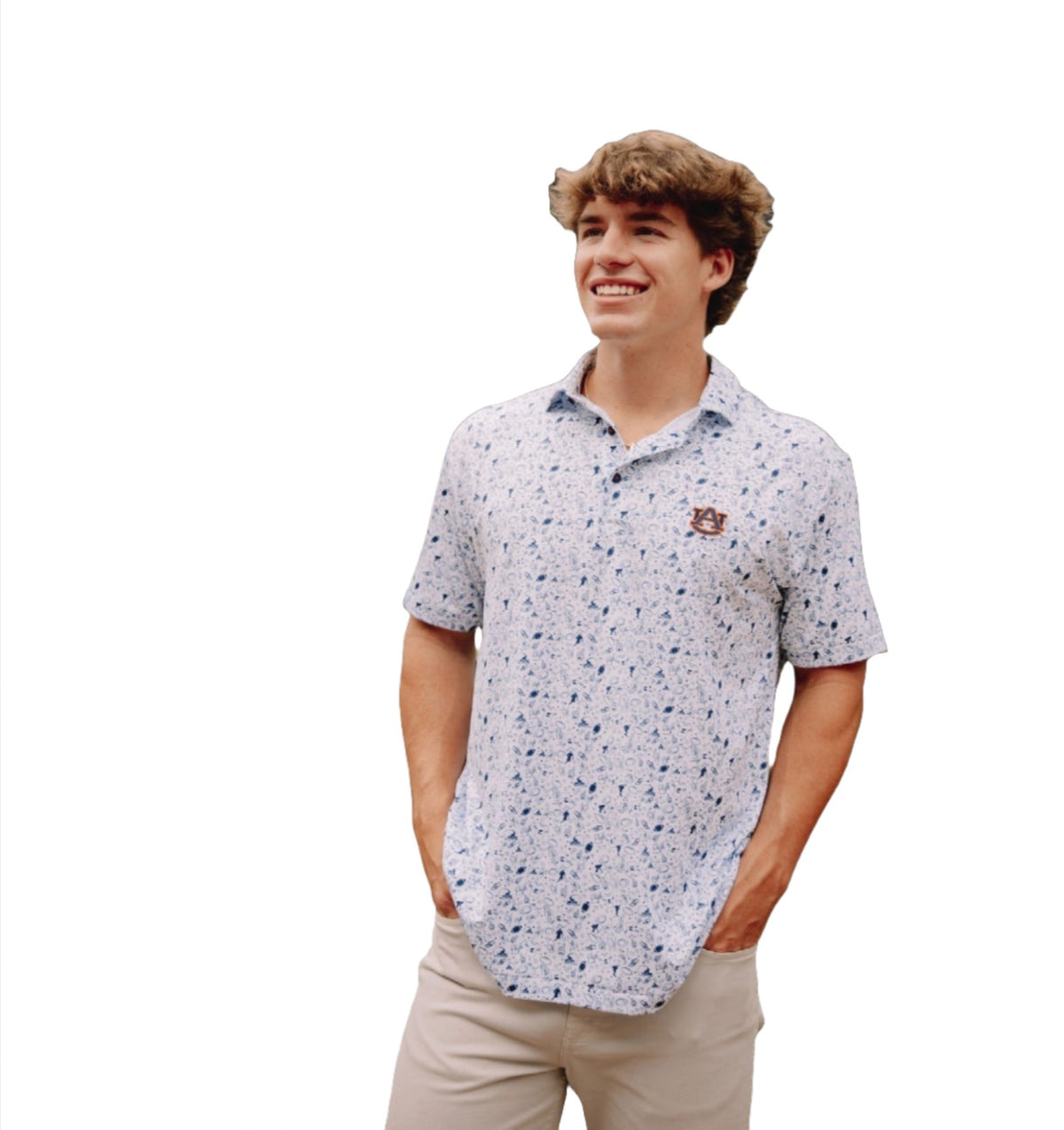 Taylor &amp; Mick Auburn Print Polo