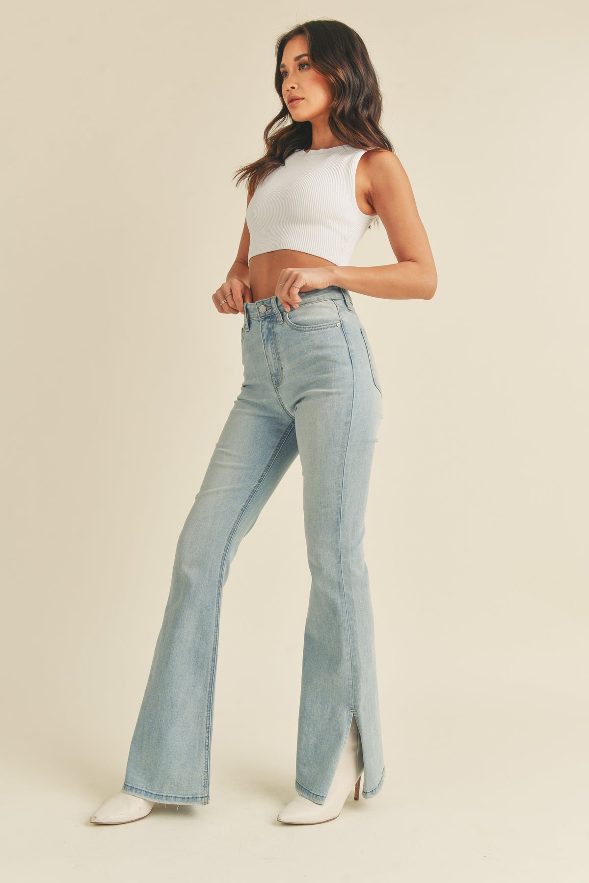 Just Black Slit Flare Jeans