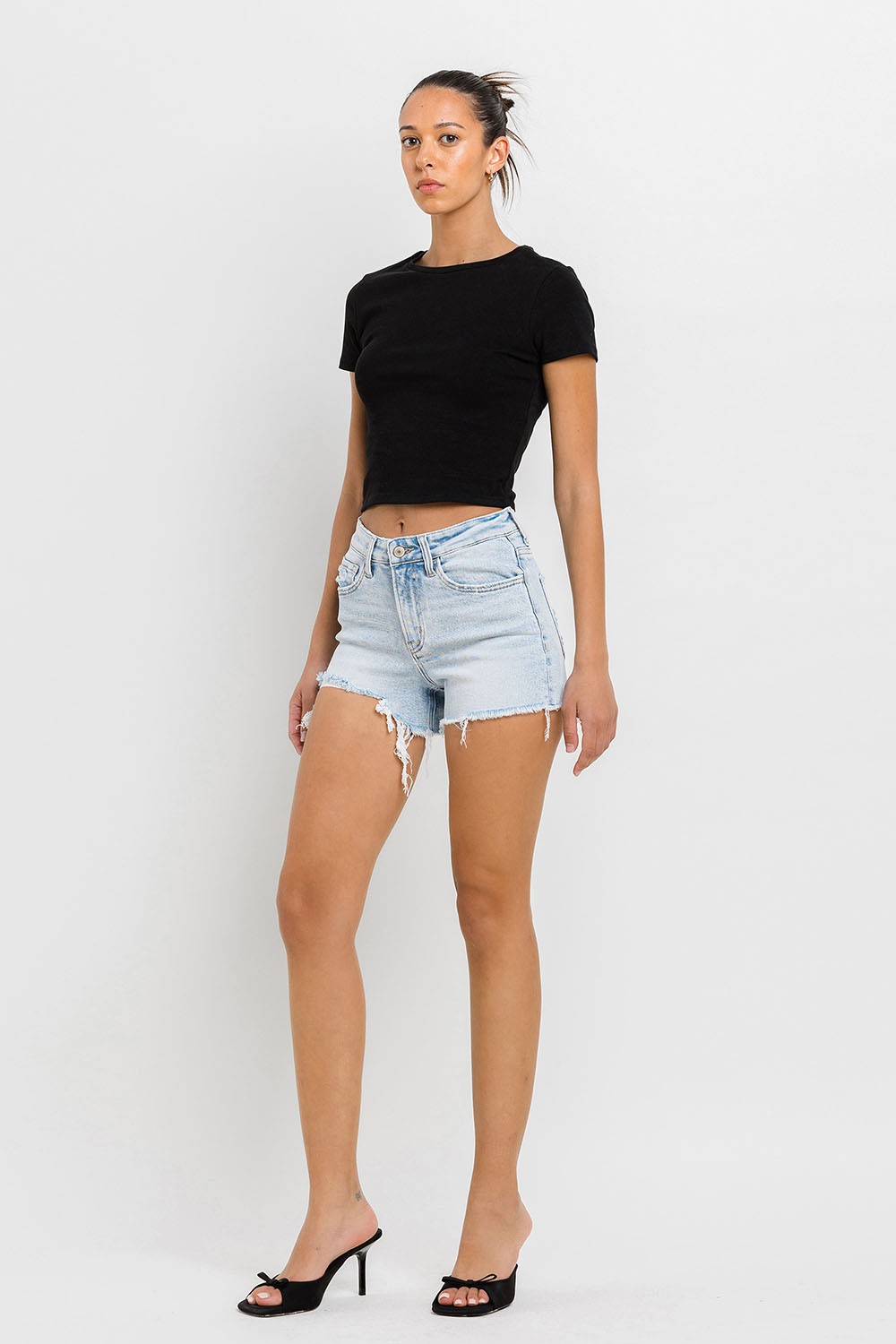 Vervet High Rise Distressed Shorts