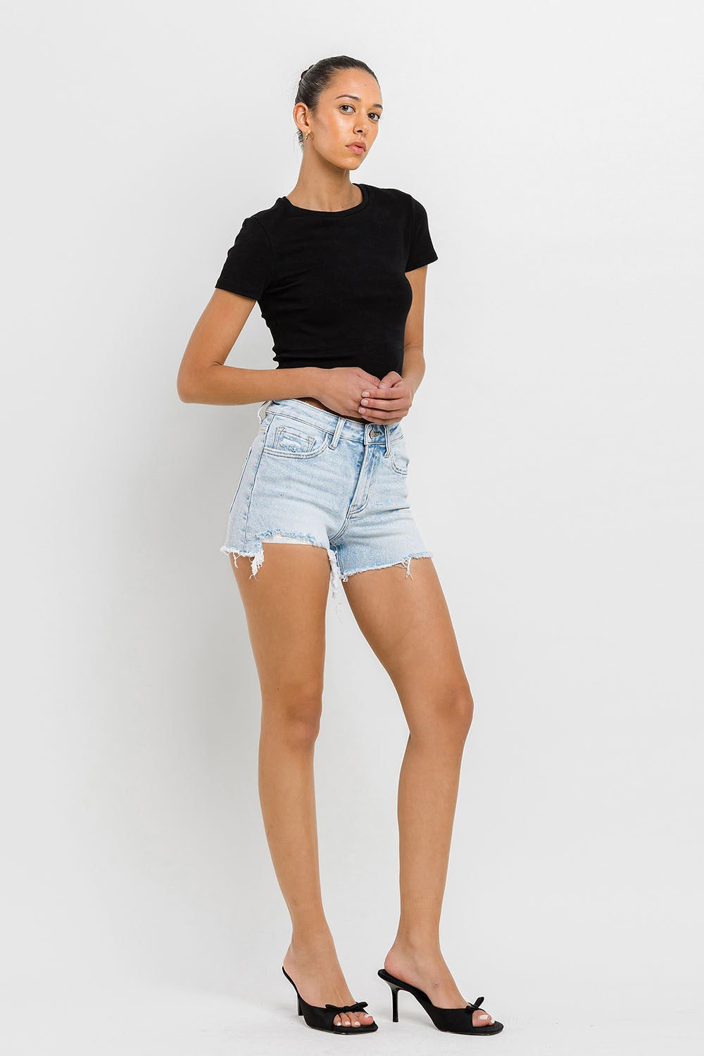 Vervet High Rise Distressed Shorts