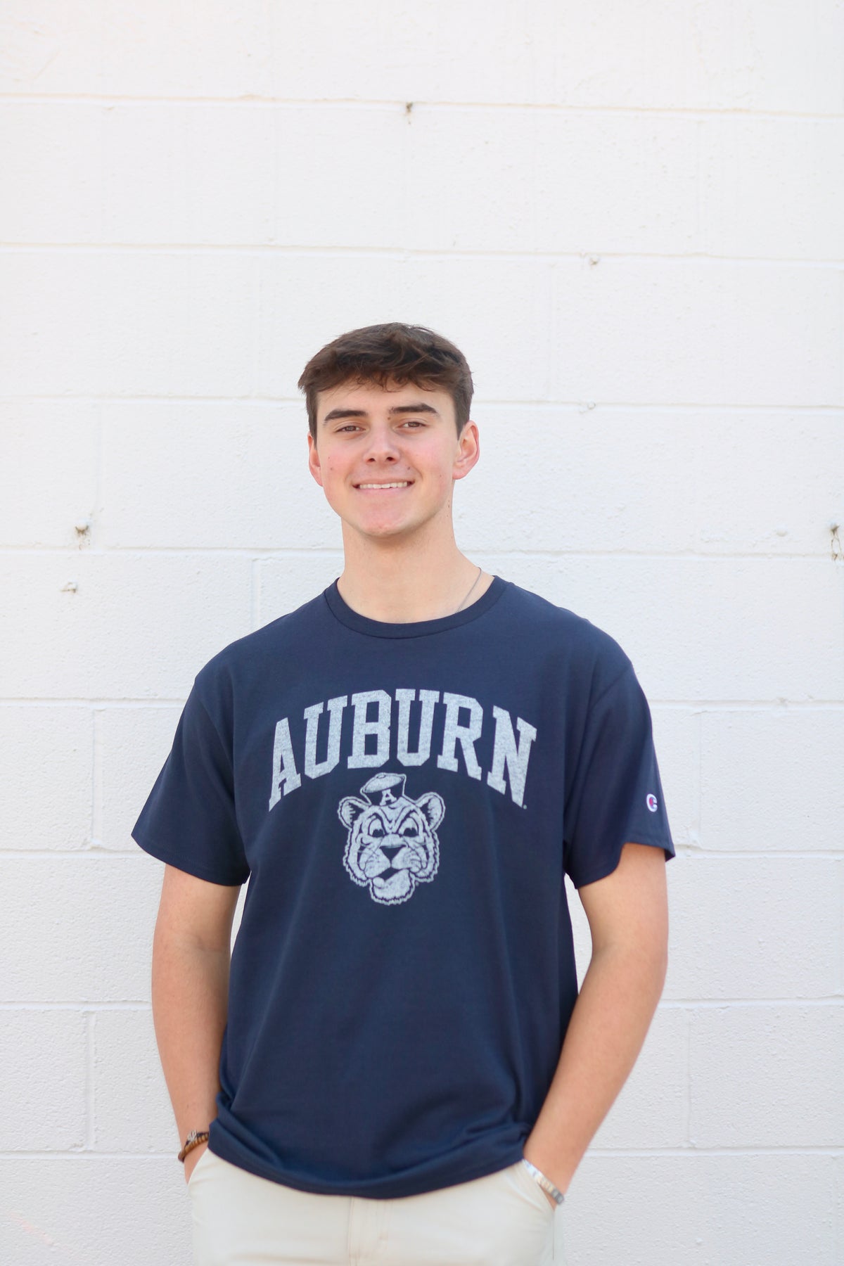 Champion Arched Auburn Over Tiger Head Logo Tee