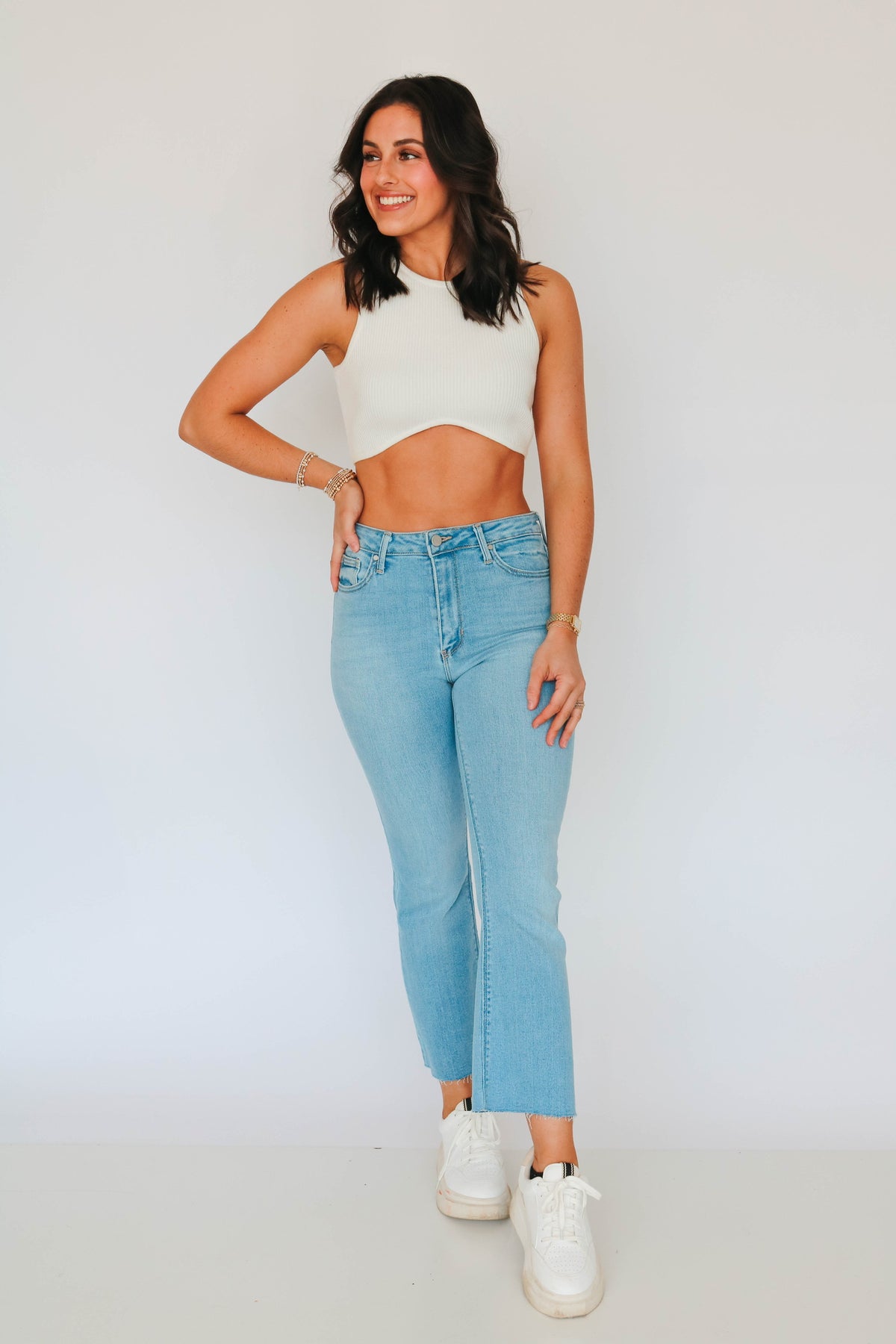 Just Black High Rise Crop Flare Jean