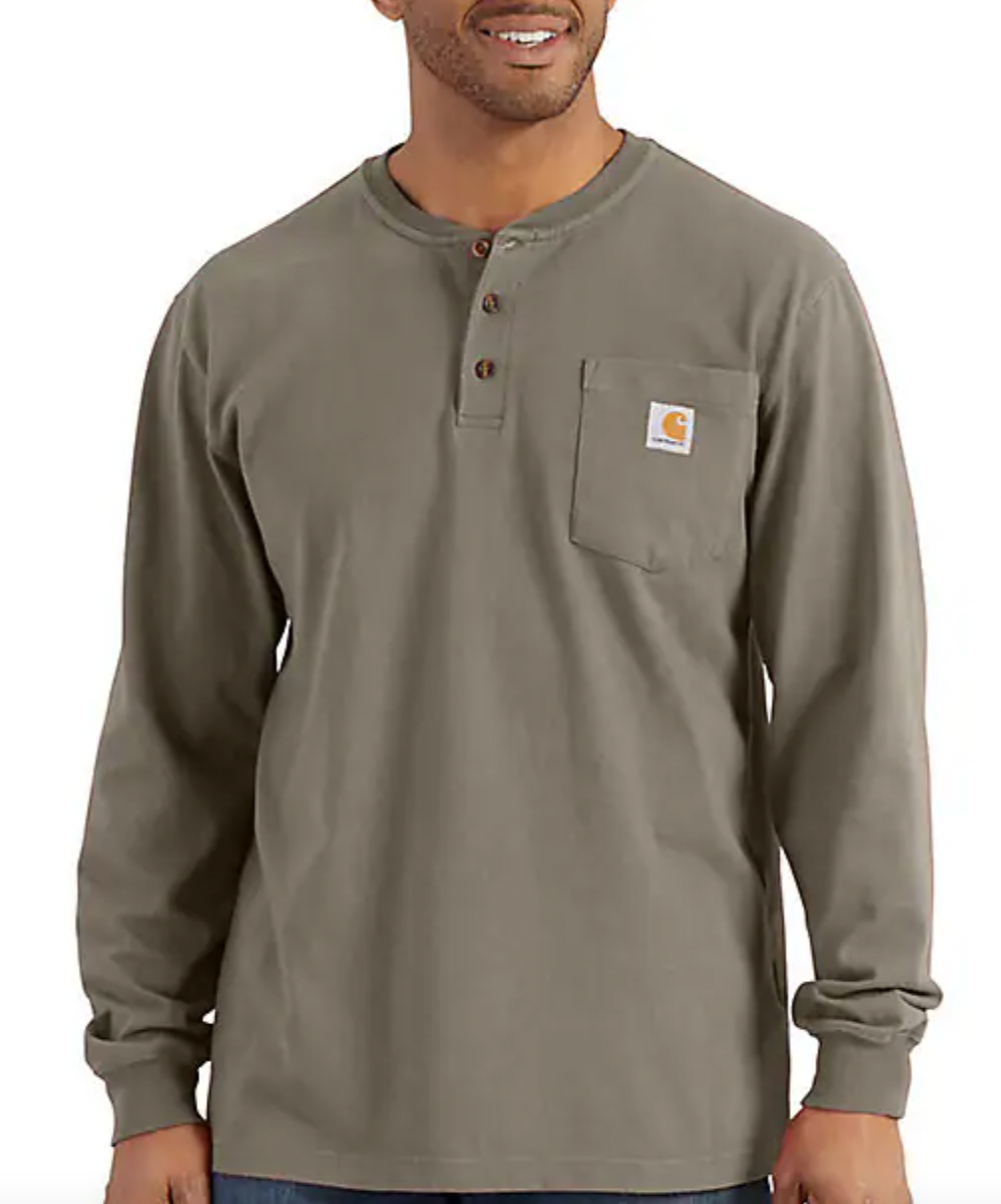 Carhartt K128 Big &amp; Tall Long Sleeve Pocket Henley T-Shirt