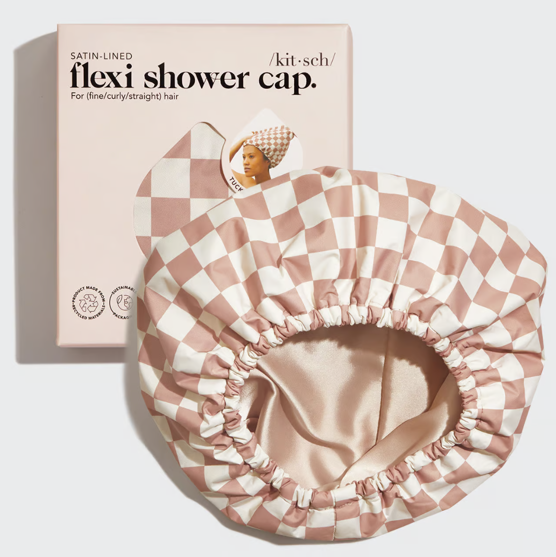 Kitsch Satin Lined Flexi Shower Cap