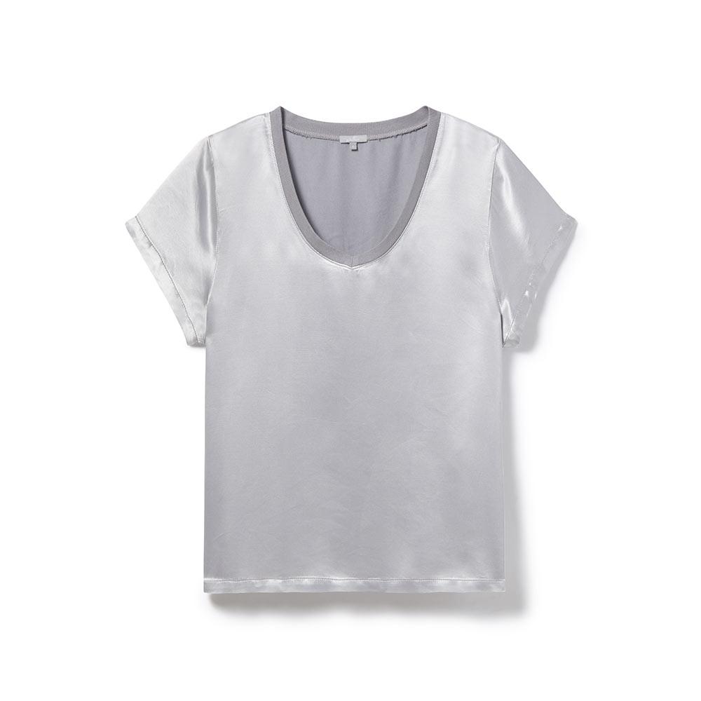 PJ Harlow Gianna Satin V-Neck Tee