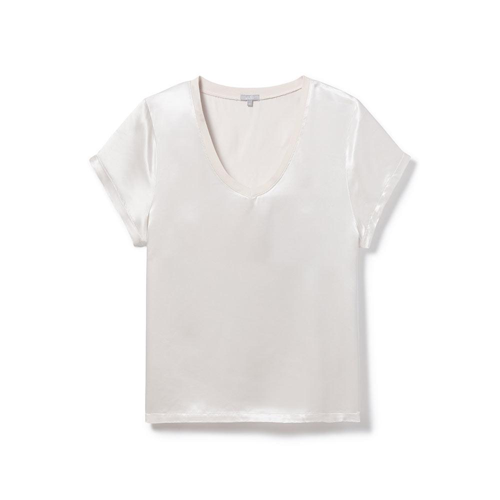 PJ Harlow Gianna Satin V-Neck Tee