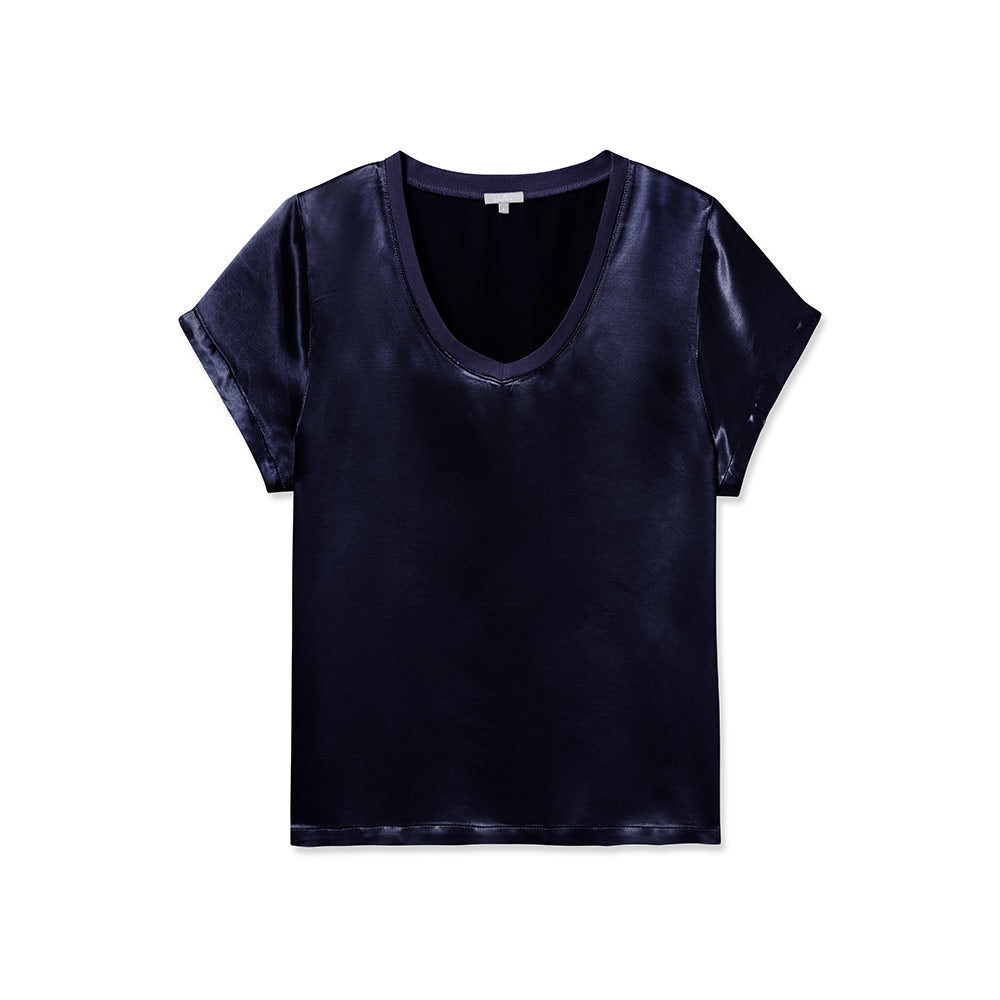 PJ Harlow Gianna Satin V-Neck Tee