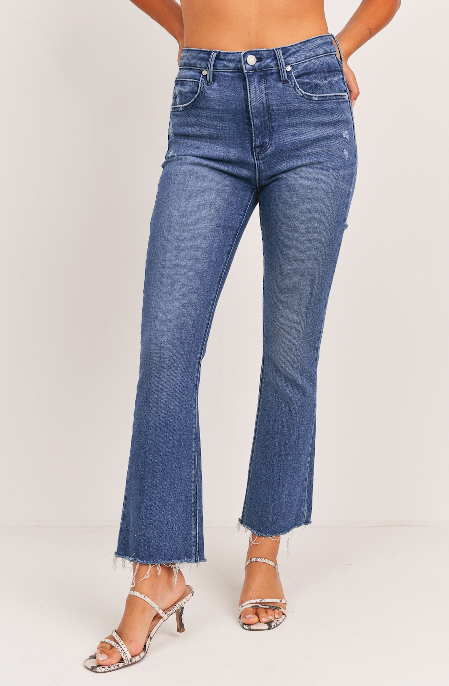 Just Black High Rise Crop Flare Jean