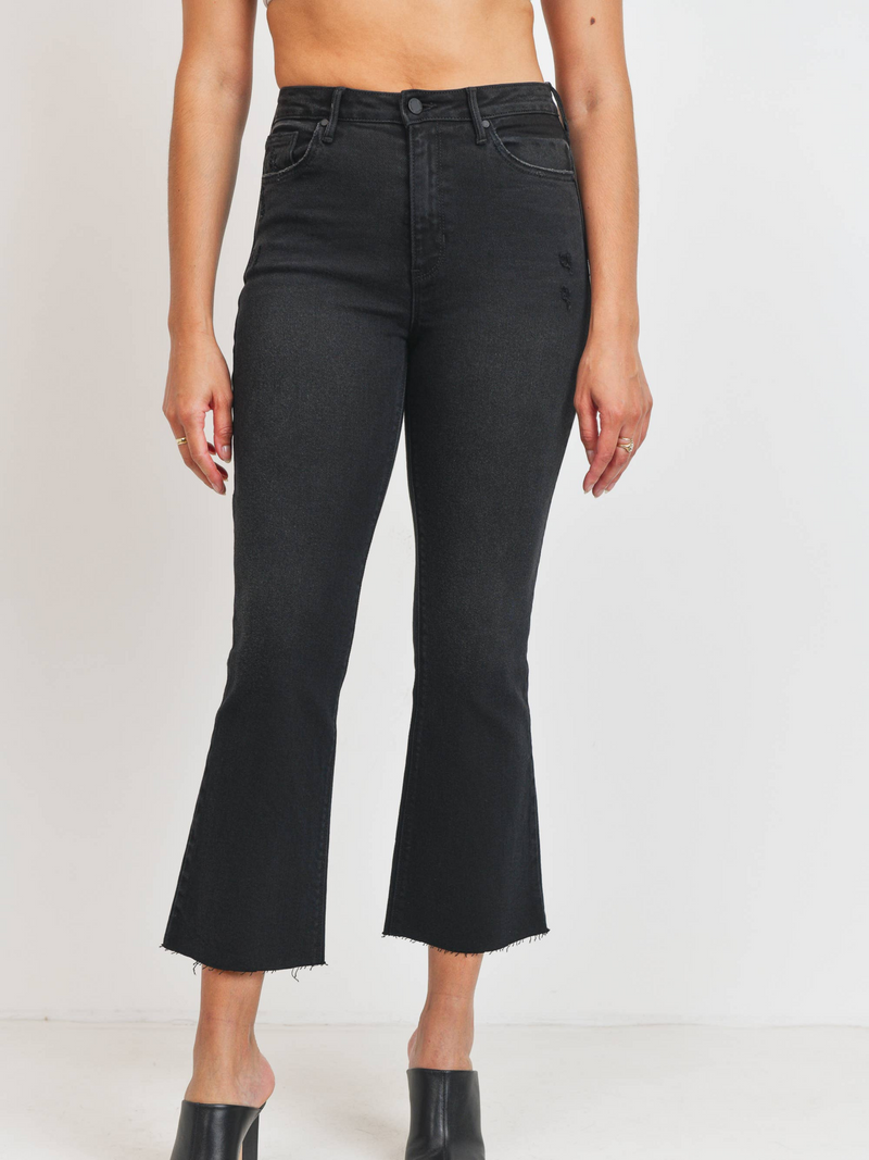 Just Black High Rise Crop Flare Jean